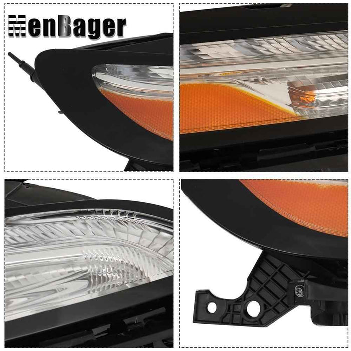 DURAFORCE For 2014-2018 Jeep Cherokee Pair Halogen Headlight Assembly w/LED DRL/Ballast