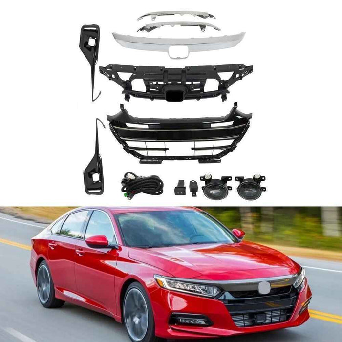 DURAFORCE For 2021-2023 Honda Accord Front Grille&Trim&Head Lamp Trim&LED Fog Light Set