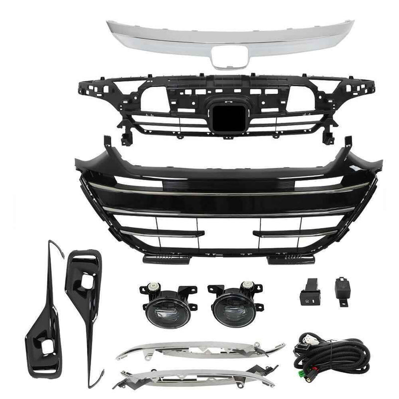 DURAFORCE For 2021-2023 Honda Accord Front Grille&Trim&Head Lamp Trim&LED Fog Light Set