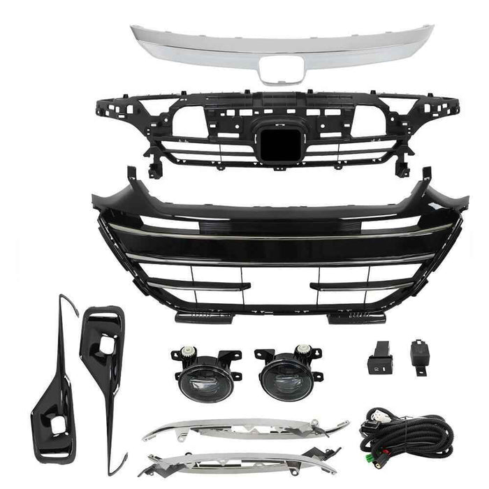 DURAFORCE For 2021-2023 Honda Accord Front Grille&Trim&Head Lamp Trim&LED Fog Light Set
