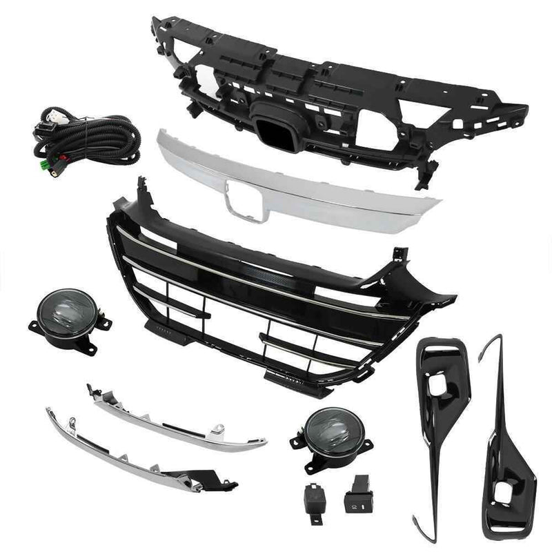 DURAFORCE For 2021-2023 Honda Accord Front Grille&Trim&Head Lamp Trim&LED Fog Light Set