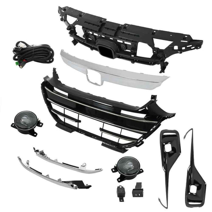 DURAFORCE For 2021-2023 Honda Accord Front Grille&Trim&Head Lamp Trim&LED Fog Light Set