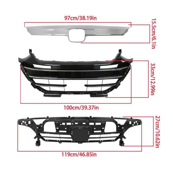 DURAFORCE For 2021-2023 Honda Accord Front Grille&Trim&Head Lamp Trim&LED Fog Light Set