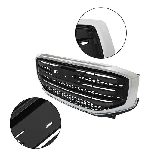 DURAFORCE Black Mesh Chrome Frame Grill For GMC Acadia SLE/SL 17 18 19 Front Upper Grille