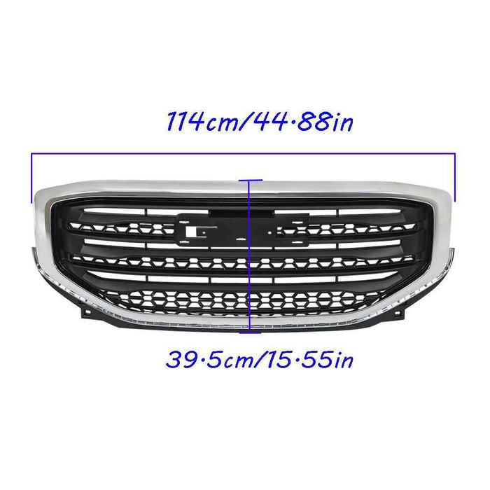 DURAFORCE Black Mesh Chrome Frame Grill For GMC Acadia SLE/SL 17 18 19 Front Upper Grille