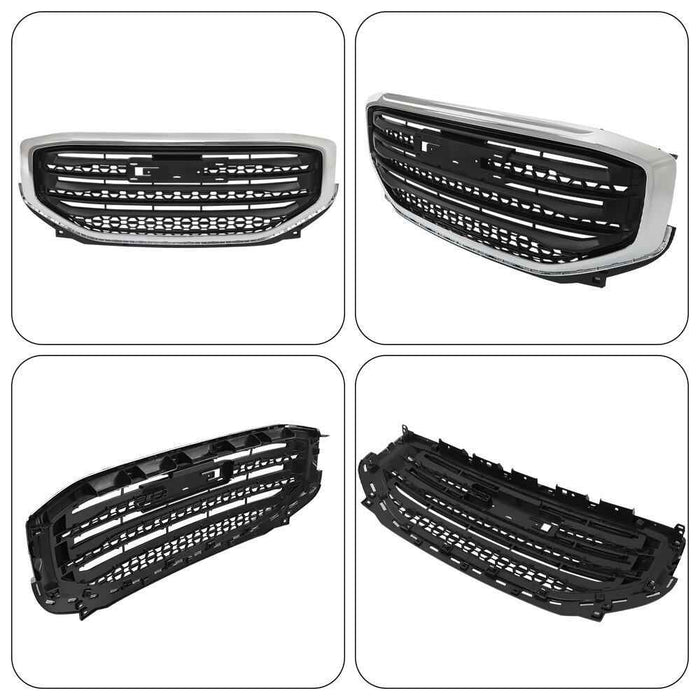 DURAFORCE Black Mesh Chrome Frame Grill For GMC Acadia SLE/SL 17 18 19 Front Upper Grille