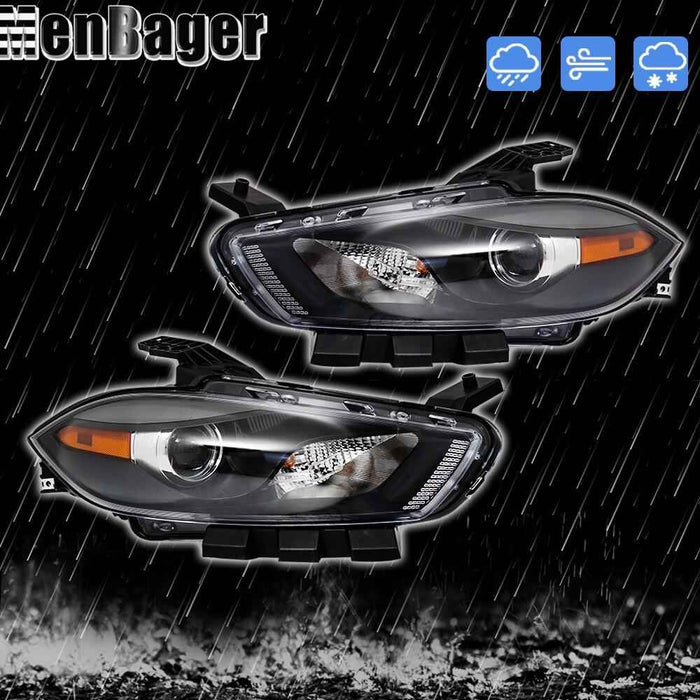 DURAFORCE Headlights Right&Left Side For 2013 2014 2015 2016 Dodge Dart Halogen W/O Bulbs