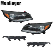 DURAFORCE Headlights Halogen W/O Bulb Black For Chevy Malibu 2013 14 2015 Headlamps