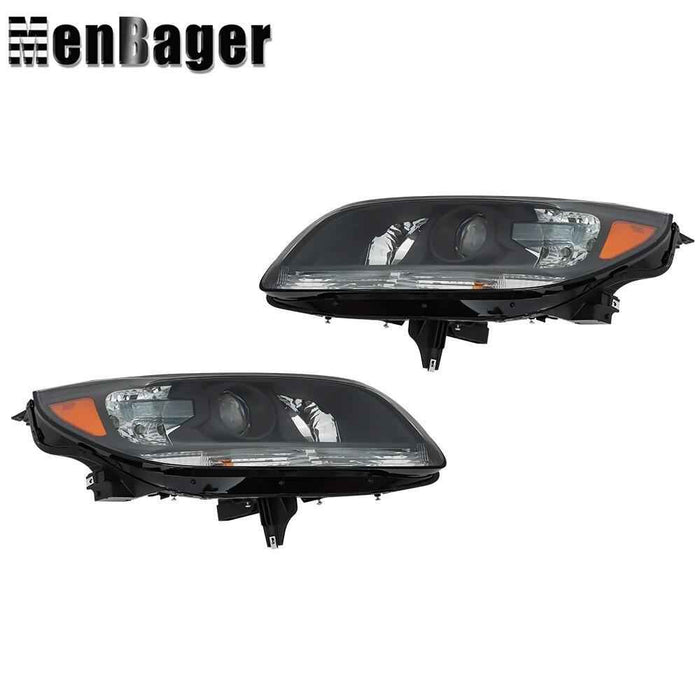 DURAFORCE Headlights Halogen W/O Bulb Black For Chevy Malibu 2013 14 2015 Headlamps