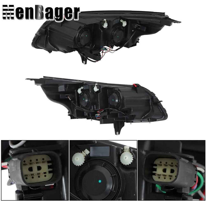 DURAFORCE Headlights Halogen W/O Bulb Black For Chevy Malibu 2013 14 2015 Headlamps
