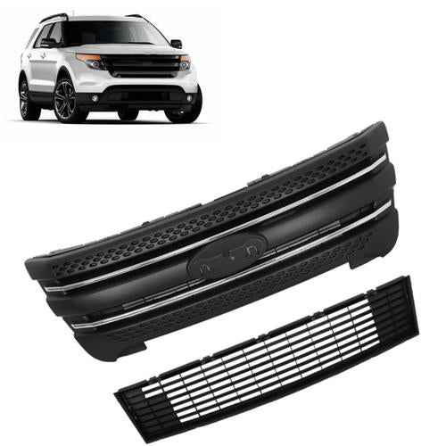 DURAFORCE For Ford Explorer 2011-2015 Front Upper + Lower Horizontal Billet Painted Grille