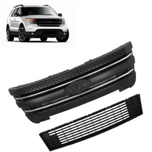 DURAFORCE For Ford Explorer 2011-2015 Front Upper + Lower Horizontal Billet Painted Grille