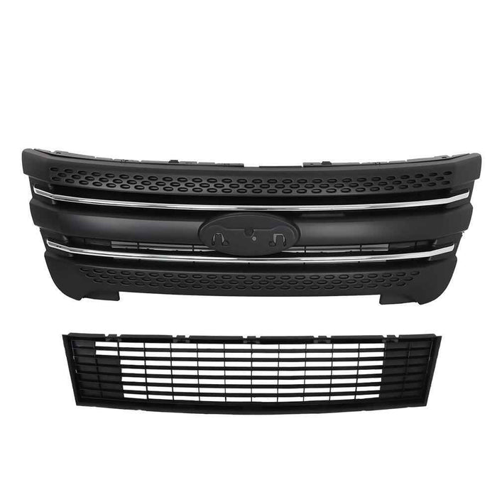 DURAFORCE For Ford Explorer 2011-2015 Front Upper + Lower Horizontal Billet Painted Grille