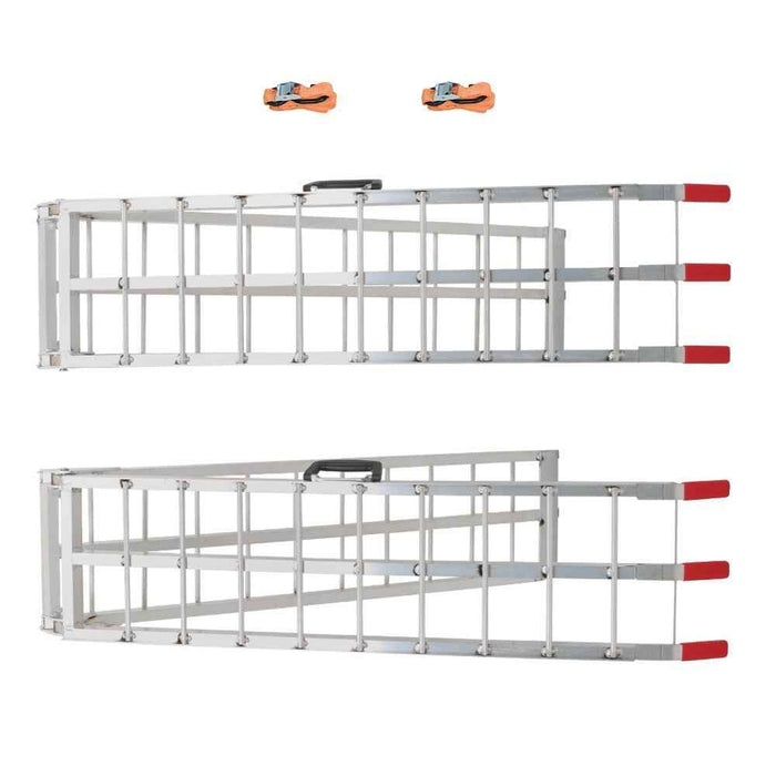 DURAFORCE 2× 7.5' Aluminum Folding Loading Ramps For ATV UTV Truck Motorcycle Lawn Mower