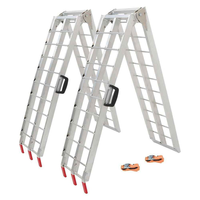 DURAFORCE 2× 7.5' Aluminum Folding Loading Ramps For ATV UTV Truck Motorcycle Lawn Mower