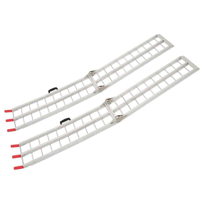 DURAFORCE 2× 7.5' Aluminum Folding Loading Ramps For ATV UTV Truck Motorcycle Lawn Mower