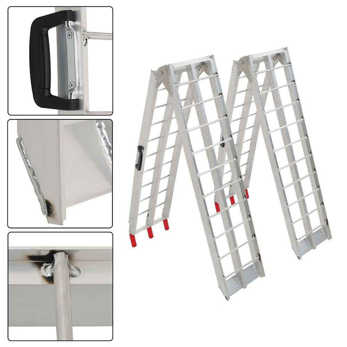 DURAFORCE 2× 7.5' Aluminum Folding Loading Ramps For ATV UTV Truck Motorcycle Lawn Mower