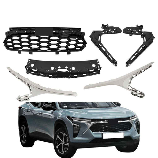 DURAFORCE For 2023-2024 Chevy Trax RS Front Upper Lower Grill Grille Black Chrome Trim