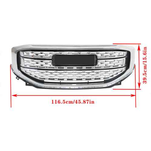 DURAFORCE Front Upper Grille Assembly Chrome Bumper Grill For 17 18 2019 GMC Acadia DENAL
