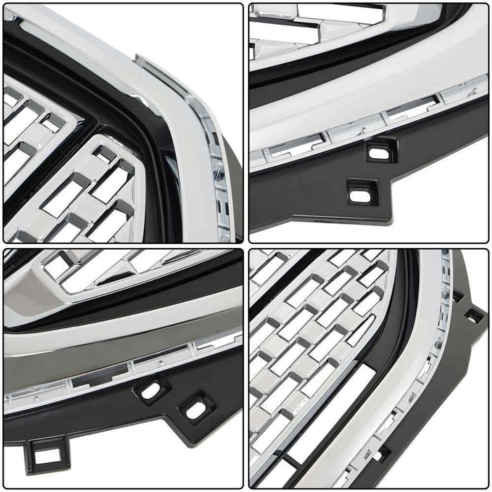 DURAFORCE Front Upper Grille Assembly Chrome Bumper Grill For 17 18 2019 GMC Acadia DENAL