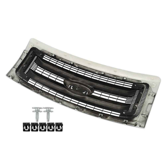 DURAFORCE For 2009-2014 Ford F150 Front Upper Grille Silver Black Grill DL3Z-8200-CPTM