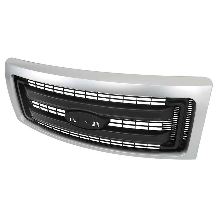 DURAFORCE For 2009-2014 Ford F150 Front Upper Grille Silver Black Grill DL3Z-8200-CPTM