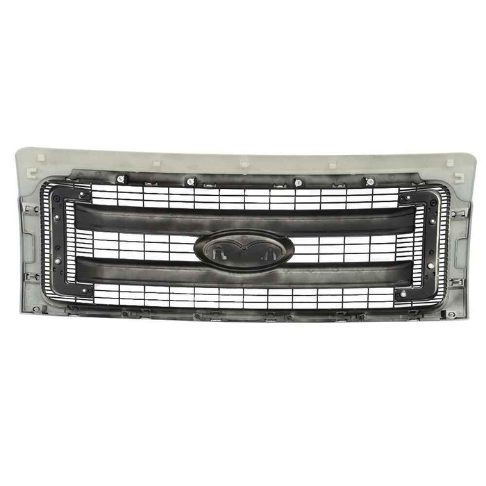 DURAFORCE For 2009-2014 Ford F150 Front Upper Grille Silver Black Grill DL3Z-8200-CPTM