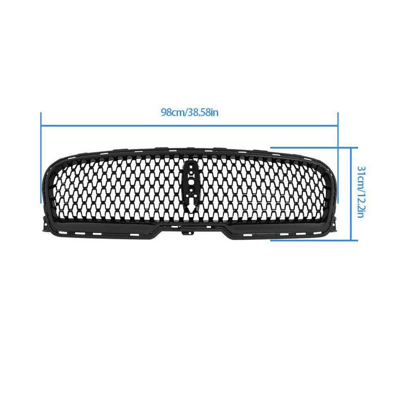 DURAFORCE Front Grille Gloss Black W/Camera Hole For 2017 2018 19 2020 Lincoln Continental