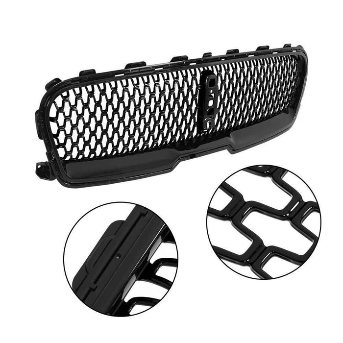 DURAFORCE W/Camera Hole Front Grille Gloss Black For 2017 2018 19 2020 Lincoln Continental