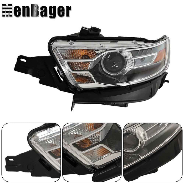 DURAFORCE Headlight Headlamp Halogen W/Gray Trim For 2013-2016 Ford Taurus Left&Right Side