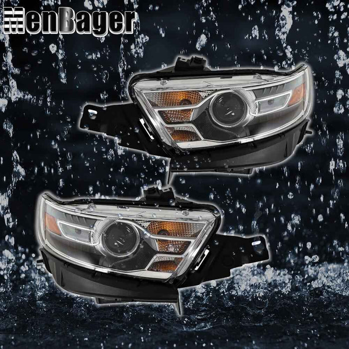 DURAFORCE Headlight Headlamp Halogen W/Gray Trim For 2013-2016 Ford Taurus Left&Right Side