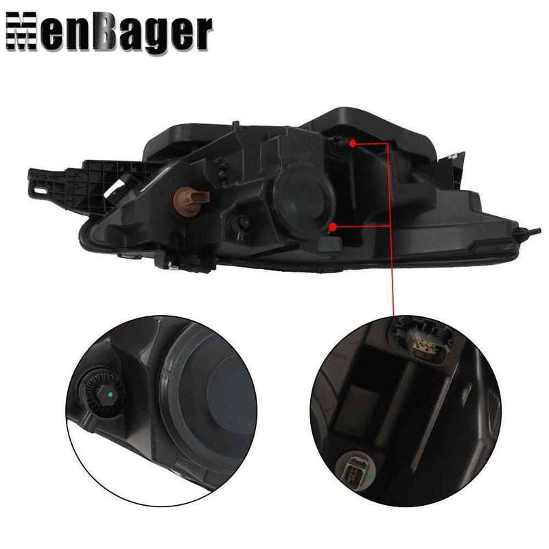 DURAFORCE Headlight Headlamp Halogen W/Gray Trim For 2013-2016 Ford Taurus Left&Right Side