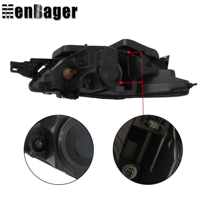 DURAFORCE Headlight Headlamp Halogen W/Gray Trim For 2013-2016 Ford Taurus Left&Right Side