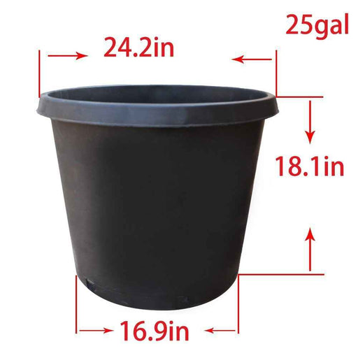 DURAFORCE 5X 25gallon Black Plastic Heavy Duty Pot Premium Nursery Plant Container Garden