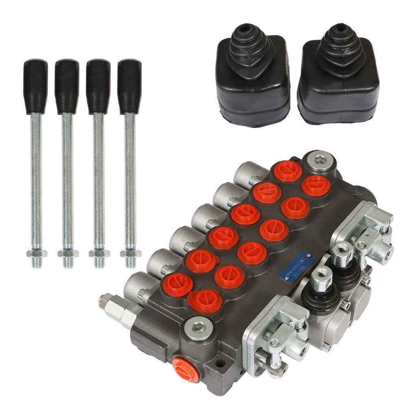 DURAFORCE SAE 6 Spool 11 GPM Hydraulic Backhoe Directional Control Valve 2 Joysticks