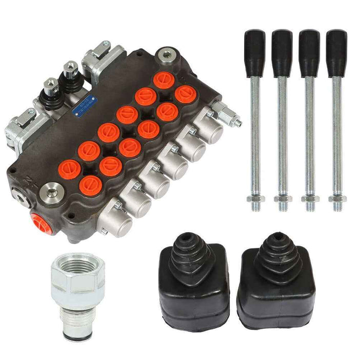 DURAFORCE Hydraulic Backhoe Directional Control Valve 6Spool 21GPM w/ Joysticks+conversion