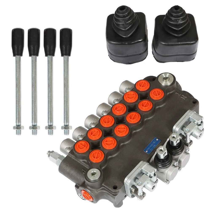 DURAFORCE Hydraulic Backhoe Directional Control Valve 6Spool 21GPM w/ Joysticks+conversion