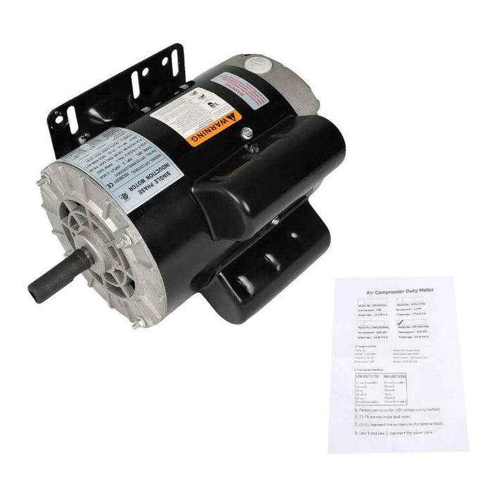 DURAFORCE 3HP 1Phase SPL Air Compressor Electric Motor 3450RPM 56Frame 115/230v 5/8"Shaft