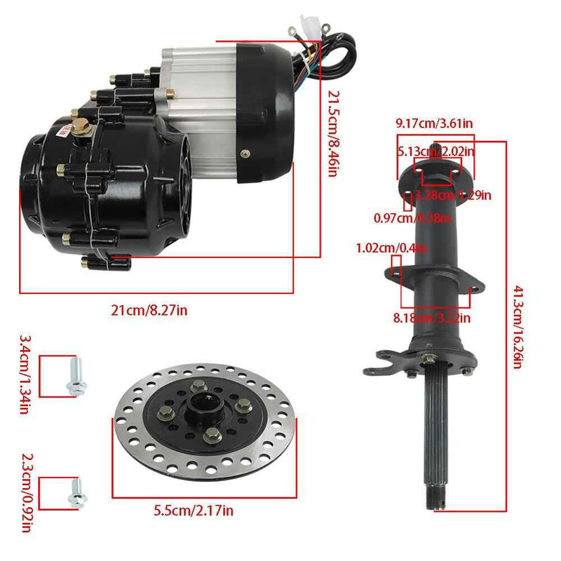 DURAFORCE 40" Rear Axle Kit Electric Differential Brushless 1000W Motor With 4 Stud Hub