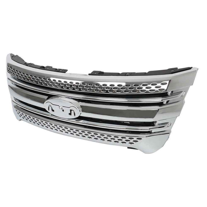 DURAFORCE For Ford Explorer 2011 2012-2015 Lower Grille&Front Upper Chrome Grille Assembly
