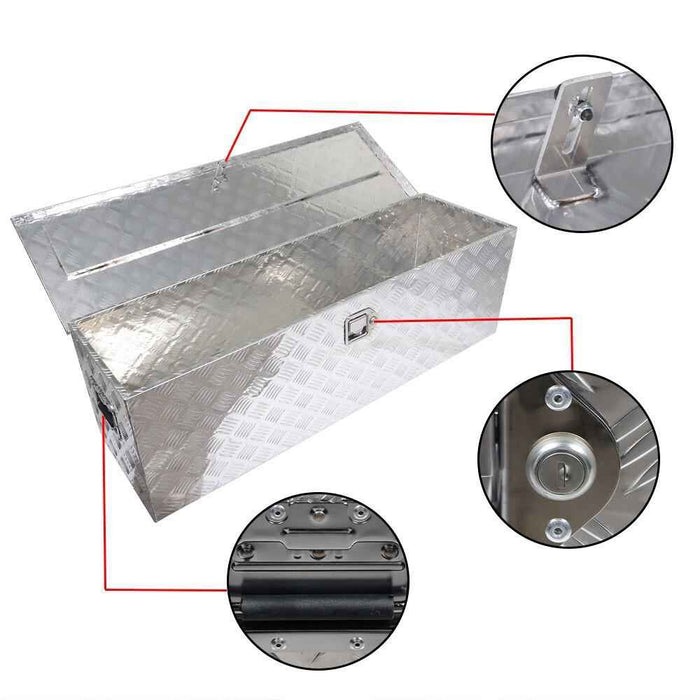 DURAFORCE 49" Cuboid Aluminum Truck Tool Box for ATV Garage Pickup Flatbed Trailer Storage