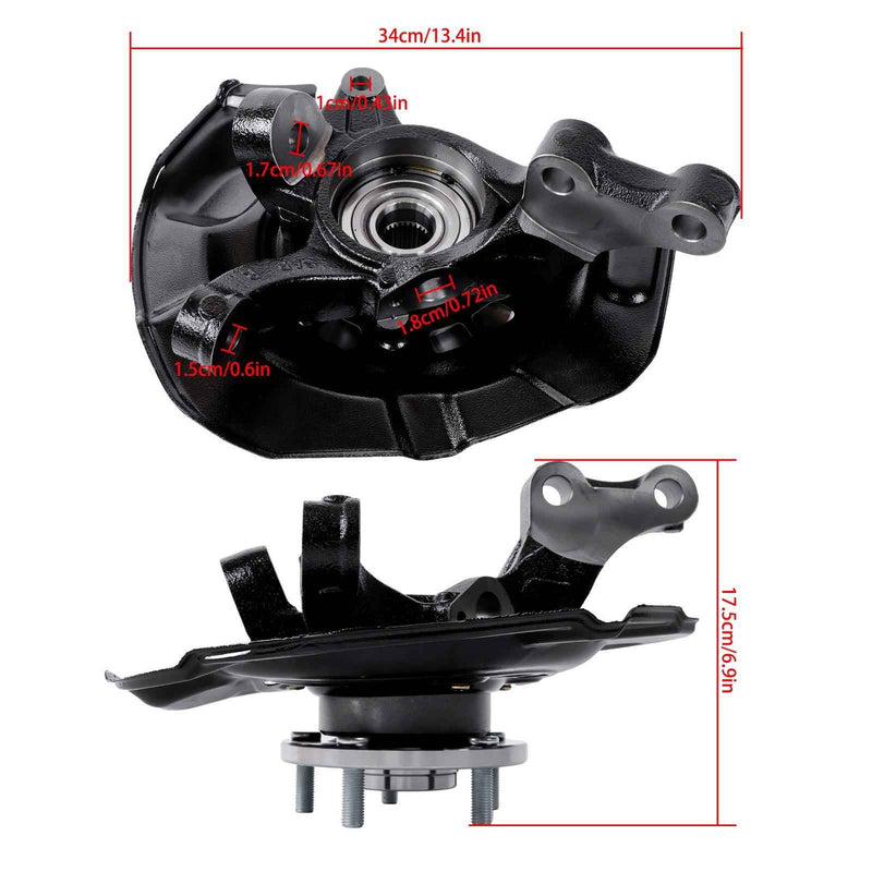 DURAFORCE Pair of Steering Knuckle and Wheel Hub Bearing Front Side For Lexus ES350 07-12
