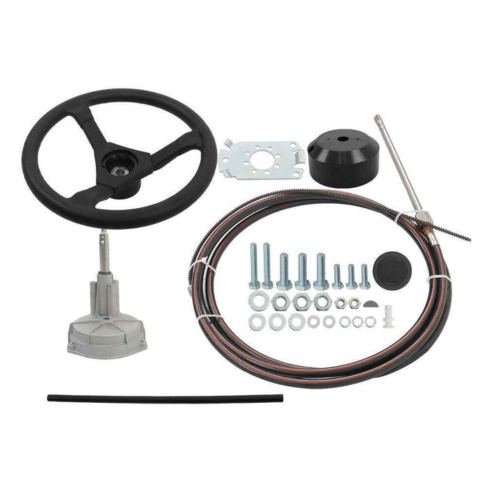 DURAFORCE New 16Ft Outboard Boat Rotary Steering System Kit With 12.4" Steering Wheel