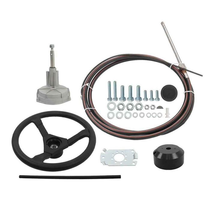 DURAFORCE New 16Ft Outboard Boat Rotary Steering System Kit With 12.4" Steering Wheel