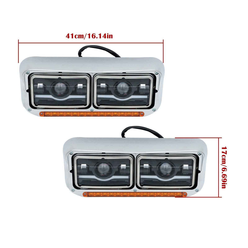 DURAFORCE Lamp For Kenworth W900 1981-2019 For Western Star LED DRL Projector Headlights