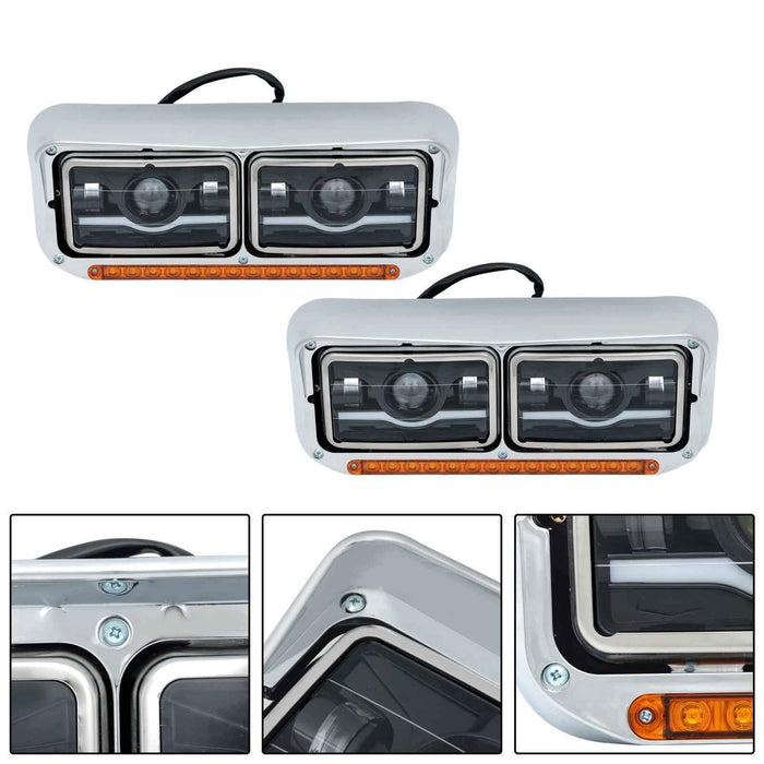 DURAFORCE Lamp For Kenworth W900 1981-2019 For Western Star LED DRL Projector Headlights