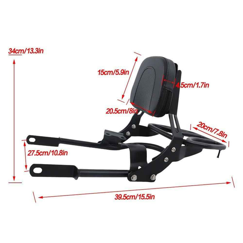 DURAFORCE For Bonneville T100 T120/Black Backrest Sissy Bar w/ Luggage Rack 2016-2024 US