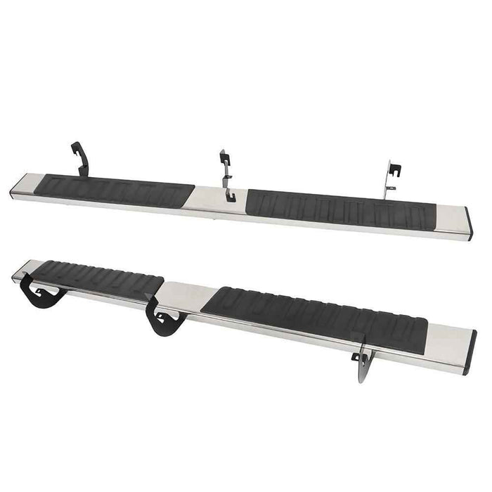 DURAFORCE Silver Side Steps For Chevy Silverado 1500 Double Cab 19-2023 Running Boards 6"
