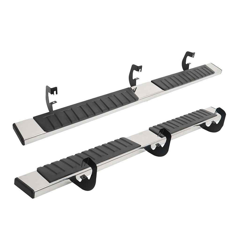 DURAFORCE Silver Side Steps For Chevy Silverado 1500 Double Cab 19-2023 Running Boards 6"