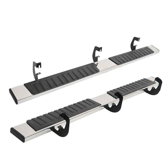 DURAFORCE Silver Side Steps For Chevy Silverado 1500 Double Cab 19-2023 Running Boards 6"